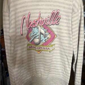 Nashville Women's Striped Crew Neck Sweater - Gray